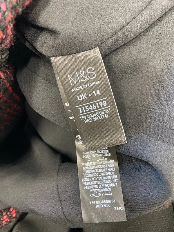 Lovely m&s burgundy black textured jacket UK 14 AO001