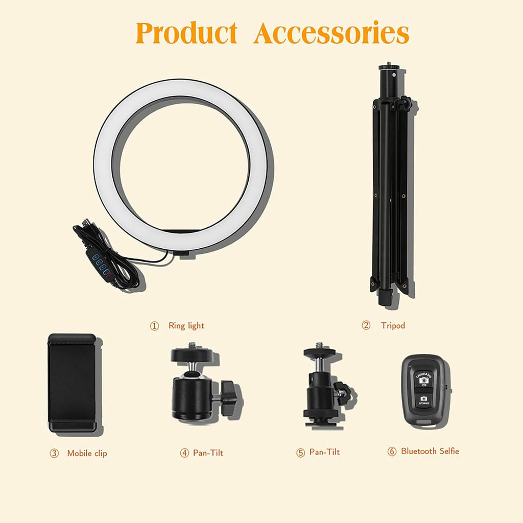 10" Ring Light with Tall Tripod Stand & Phone Holder for YouTube Video, Dimmable Led Ring Light with Remote for Camera, Video, Makeup, Selfie Photography Compatible with Smartphone