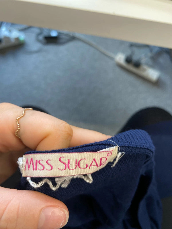 Stunning Miss Sugar royal blue dip hem long sleeve top uk 8-10 KD001