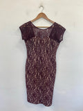 Next Elegant Burgundy Lace Overlay Midi Dress UK 14 Tall AO001