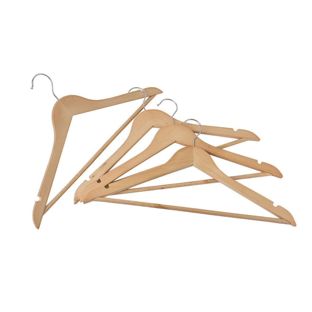 REQUISITE NEEDS Wooden Coat Hangers 40 Pack With 360 Degree Rotatory Hook Strong Shoulder Notches Wardrobe Wooden Garments Hangers Made By Natural Wood and Non-Slip Trouser bar (Pack of 40)