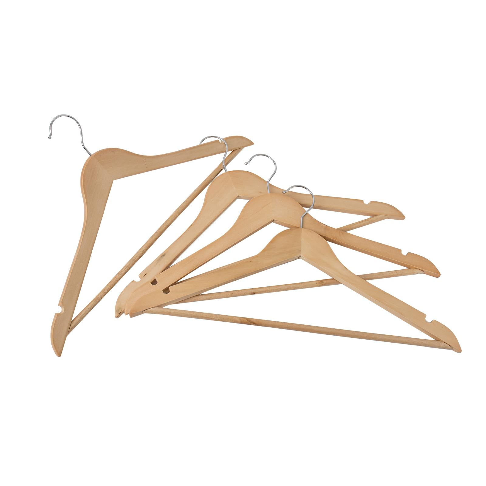 REQUISITE NEEDS Wooden Coat Hangers 40 Pack With 360 Degree Rotatory Hook Strong Shoulder Notches Wardrobe Wooden Garments Hangers Made By Natural Wood and Non-Slip Trouser bar (Pack of 40)