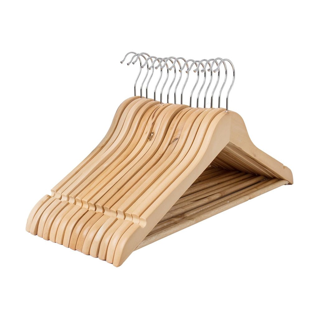 REQUISITE NEEDS Wooden Coat Hangers 40 Pack With 360 Degree Rotatory Hook Strong Shoulder Notches Wardrobe Wooden Garments Hangers Made By Natural Wood and Non-Slip Trouser bar (Pack of 40)