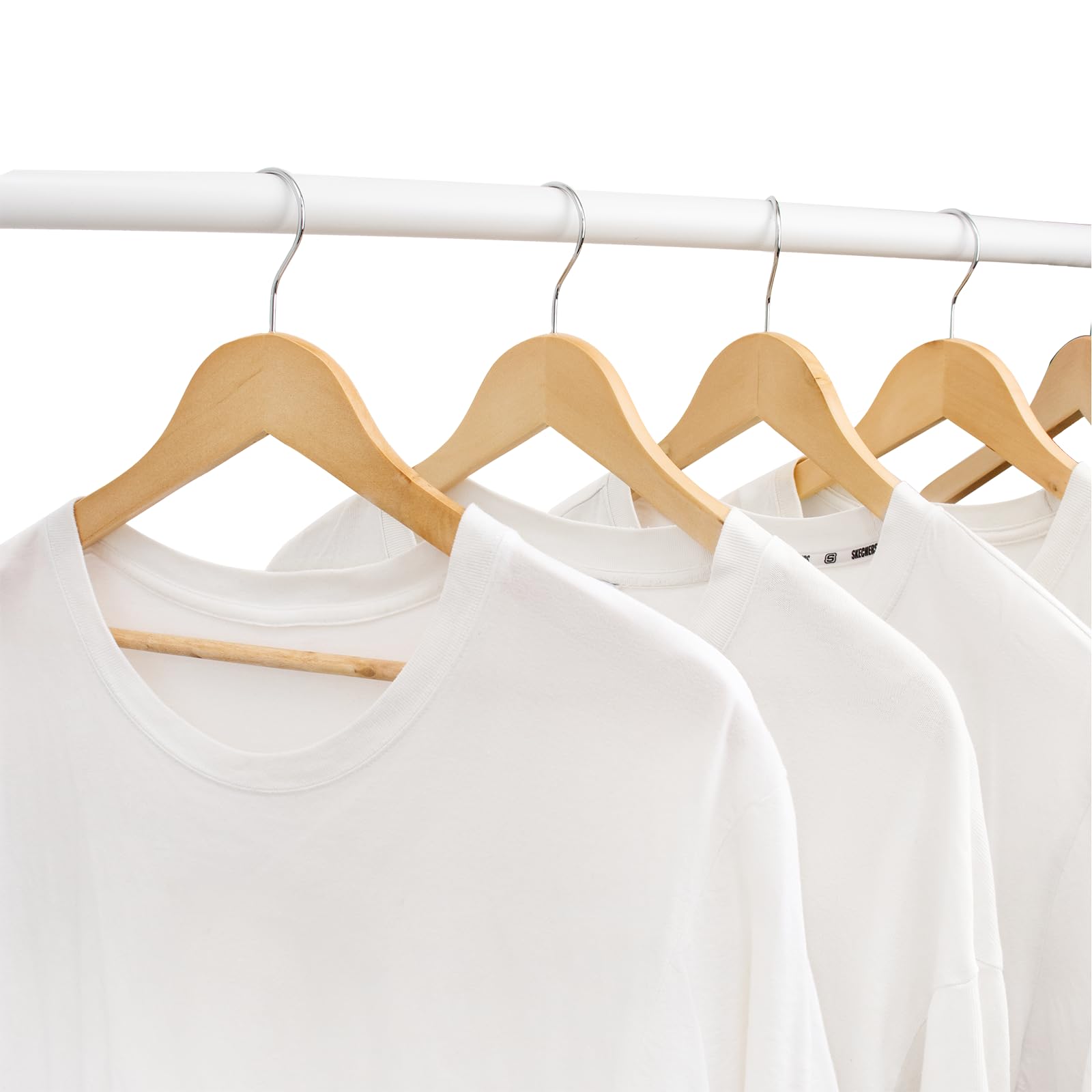REQUISITE NEEDS Wooden Coat Hangers 40 Pack With 360 Degree Rotatory Hook Strong Shoulder Notches Wardrobe Wooden Garments Hangers Made By Natural Wood and Non-Slip Trouser bar (Pack of 40)