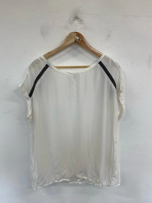 Next Elegant Ivory Rhinestone Detail Blouse UK 16 WS001