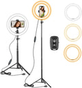 10" Ring Light with Tall Tripod Stand & Phone Holder for YouTube Video, Dimmable Led Ring Light with Remote for Camera, Video, Makeup, Selfie Photography Compatible with Smartphone