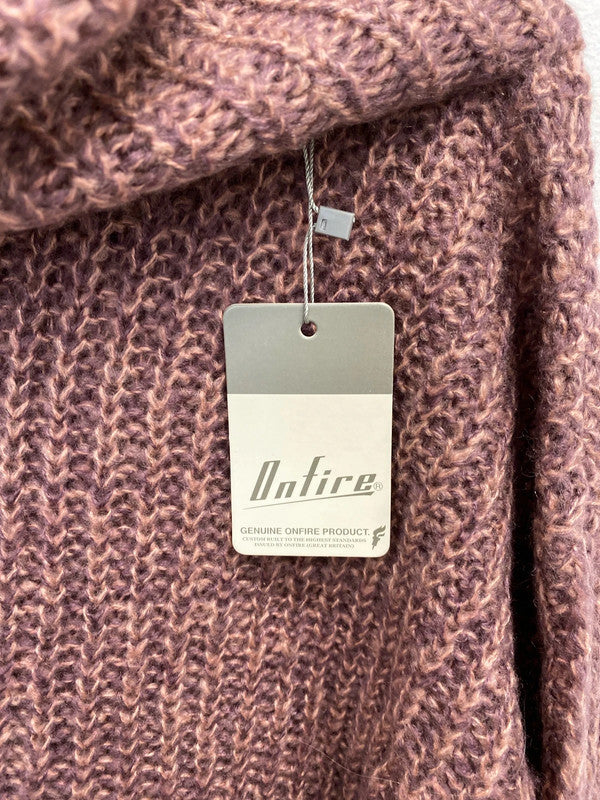 Lovely Onfire Mauve knit high roll neck jumper New Uk12 JR001