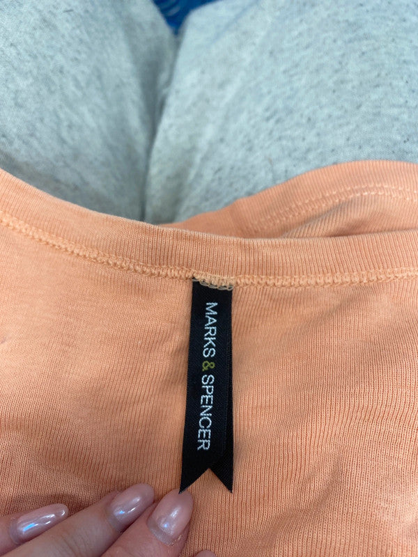 Lovely M&S peach ribbed t shirt UK 12 LW005