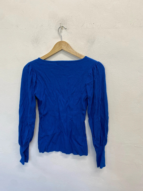 Fabulous sosandar blue long sleeve top ribbed UK 10 JM005