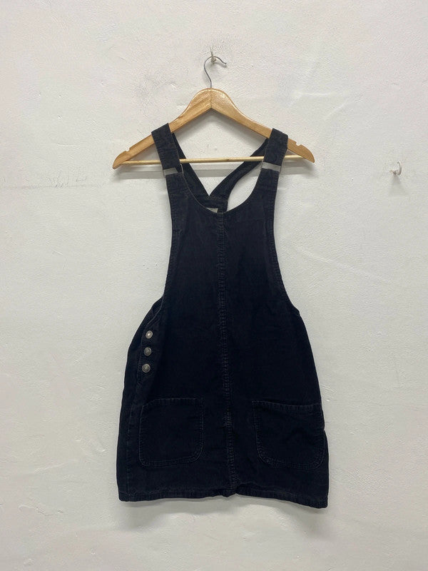 Fabulous Black charoacl cord pinafore Mini dress Primark Uk12 MA003