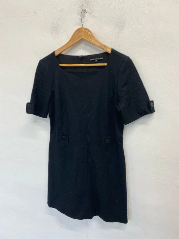 Fab M&S classic formal mini dress black Uk12 lined with stretch LD003