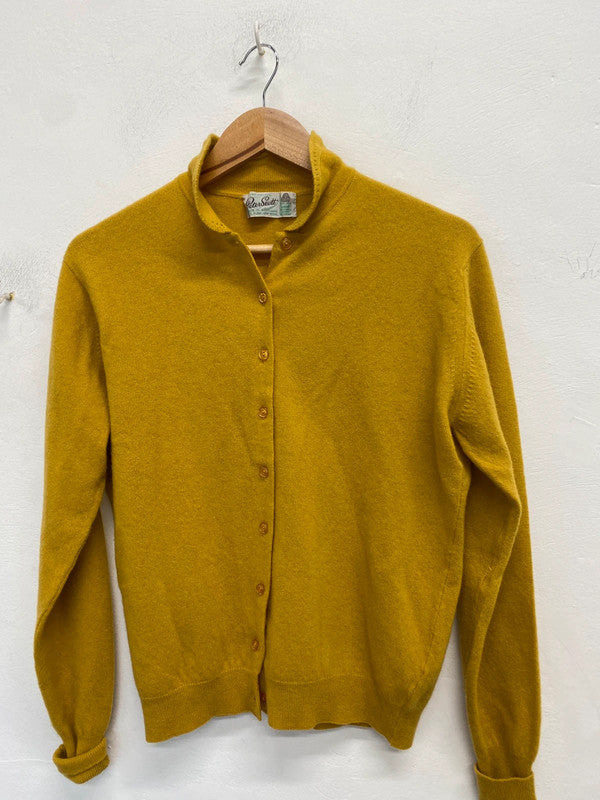Lovely Peter Scott Mustard Pure Wool Cardigan Pit To Pit 22.5 L 23inch JM007