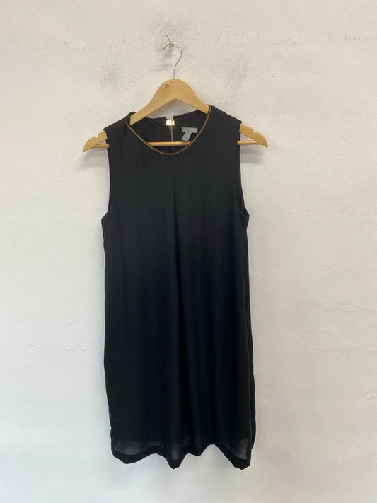 Lovely H&M black slip dress with gold neckline UK 12 LL003