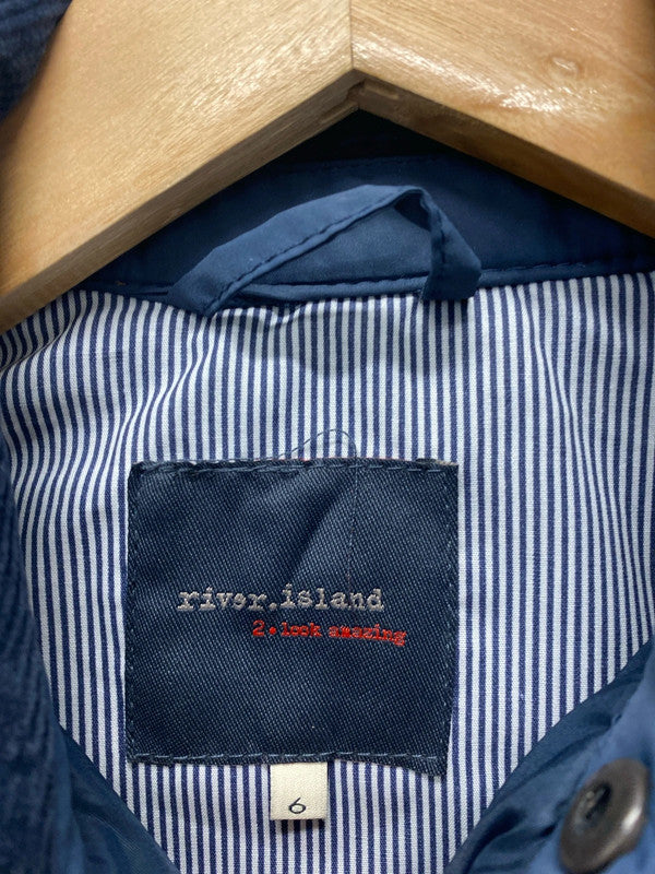 Fabulous River Island Navy quilted Jacket UK6 faux leather KM004