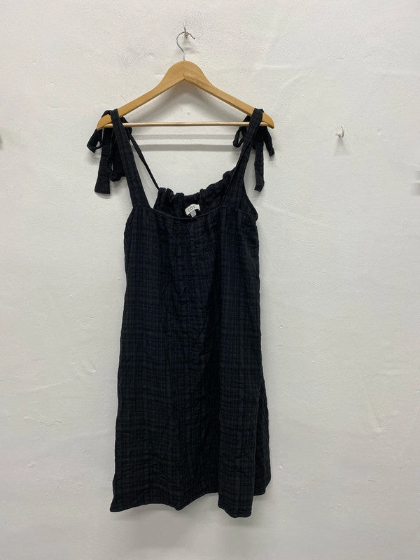 Fabulous Cos checked summer smock dress UkS EUR S black grey KS002