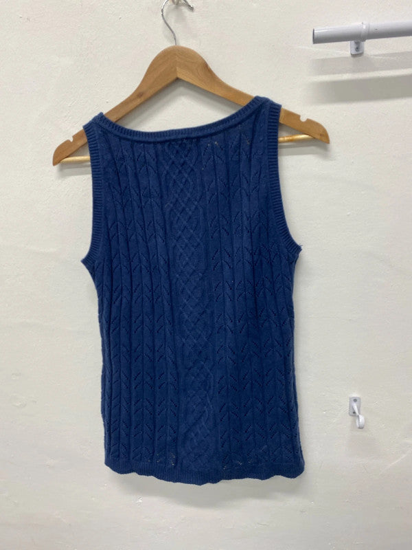 Fabulous y2K petrol blue crochet knit tank UkM 12/14 MM005