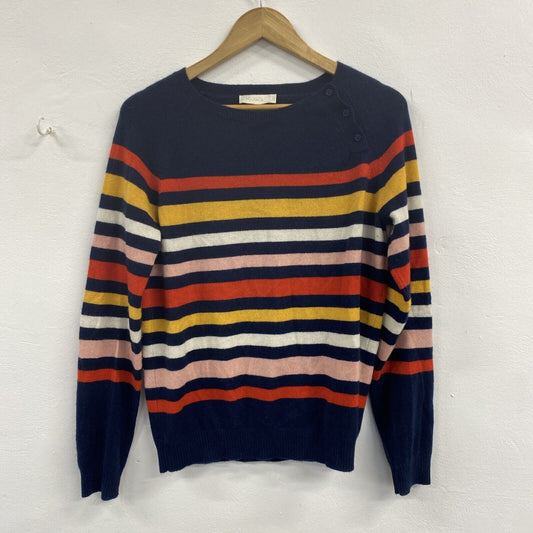 Max & Co Womens Cashmere Asymmetric Navy Stripped Jumper Size M CYM01