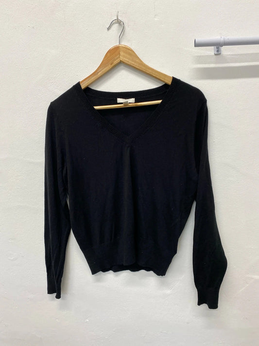 Fabulous black V Neck soft fine knit jumper wardrobe staple KM003