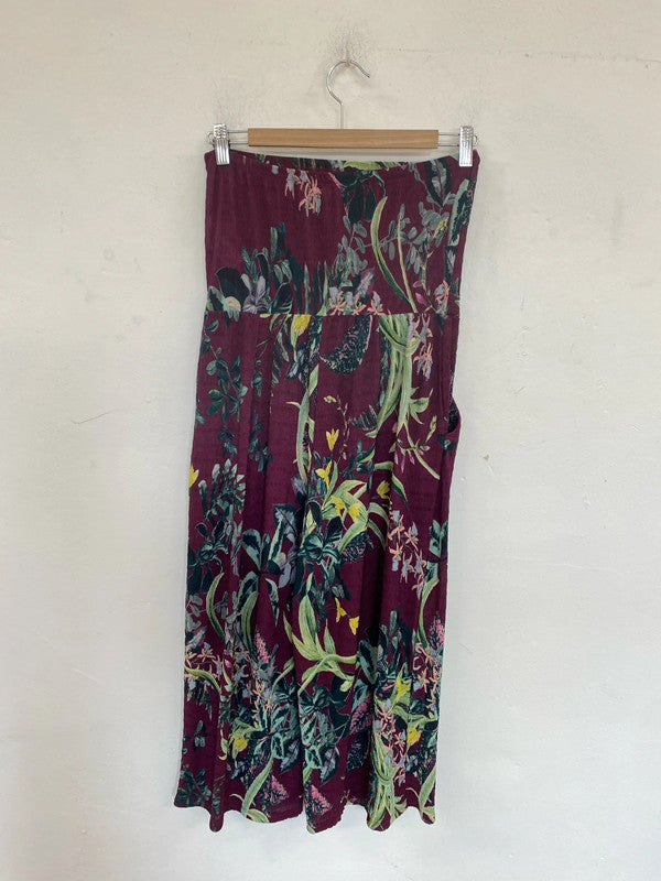 Next Fabulous Burgundy Botanical Beach Jumpsuit UK 12 MB001