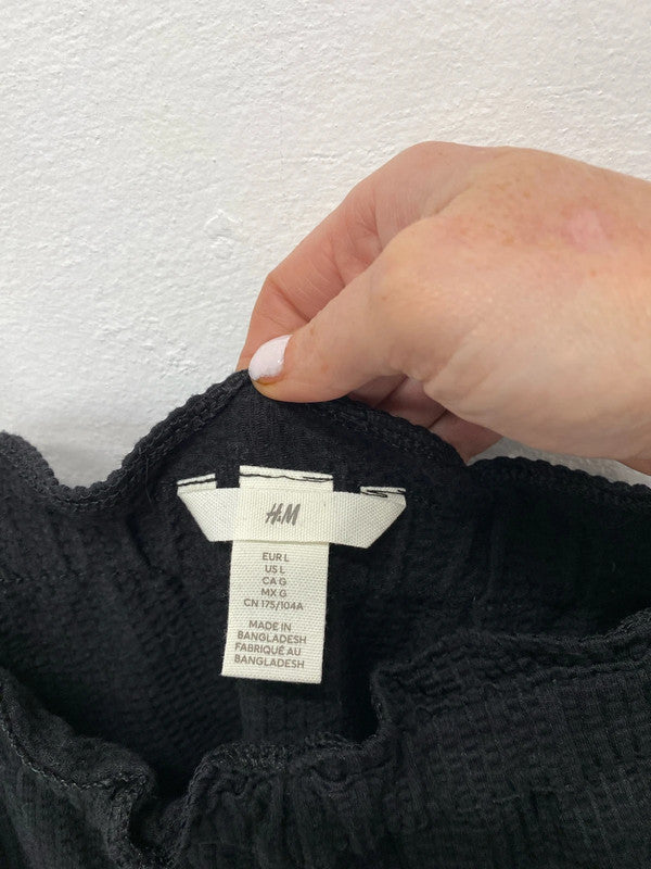 Fabulous black seersucker loose fit mini dress UkL KM003