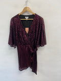 Stunning Style Cheat Mini dress UK 14 Burgundy sequin party DM561