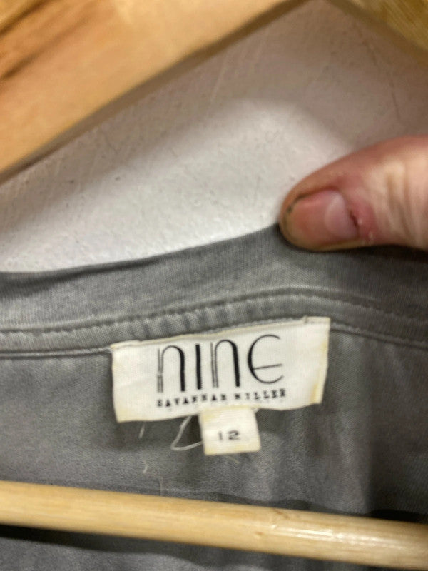 Fabulous Grey alternative punk sequin t shirt Uk12 Nine KD001