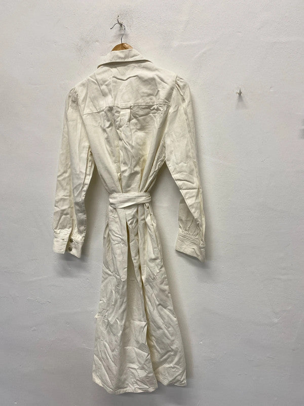 Fabulous Zara Cream Denim Midi shirt Dress UkM KS002