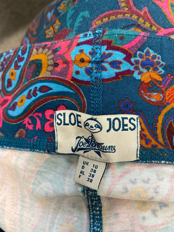 Fabulous funky Joe browns blue pink swirl flare leggings UK 10 MM005