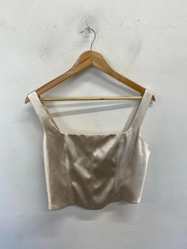 Lovely river island champagne cropped satin UK 12 LN001