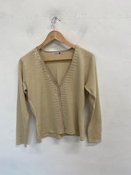 Lovely George beige sparkle hem cardigan with matching top  UK 10 MM005