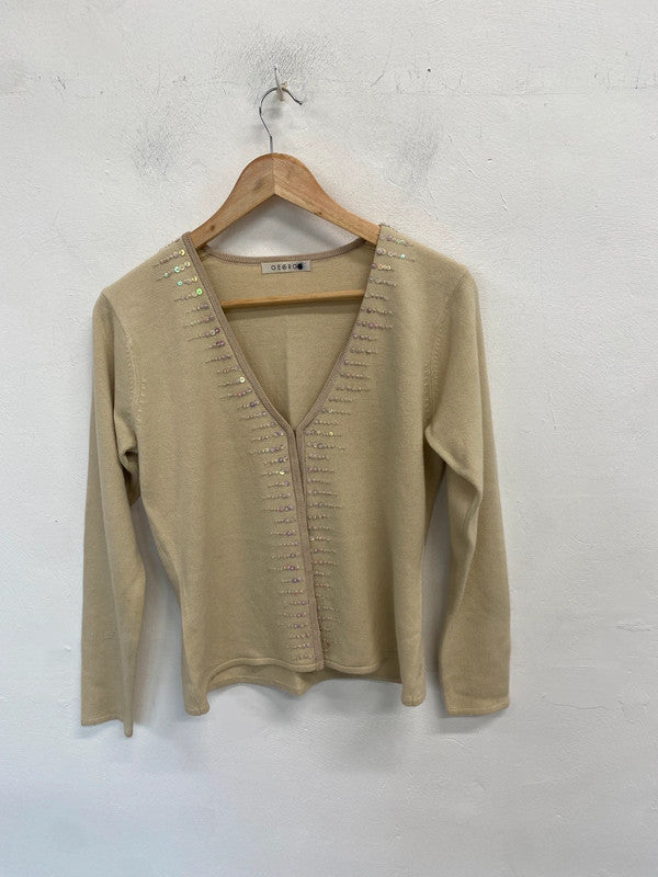 Lovely George beige sparkle hem cardigan with matching top  UK 10 MM005