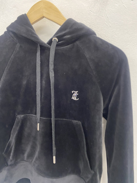 Lovely Juicy Couture Black Velvet Hoodie crop UK XS SD002