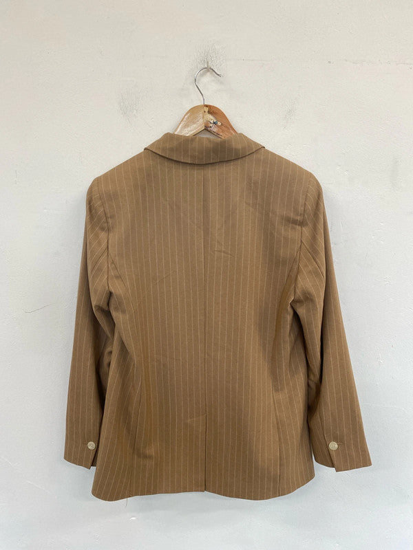 Primark Stylish Tan Pinstripe Blazer UK 12 PJ001