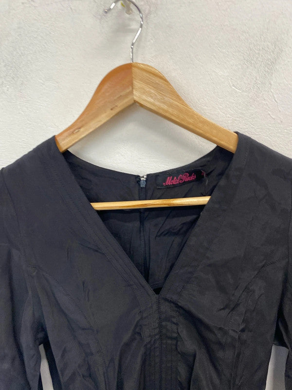 Lovely motel black playsuit missing belt UK XS AE001