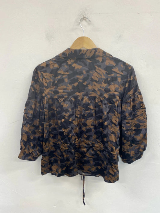Munthe Chic Nabic Satin Camo Loose Fit Blouse UK 6 SD002
