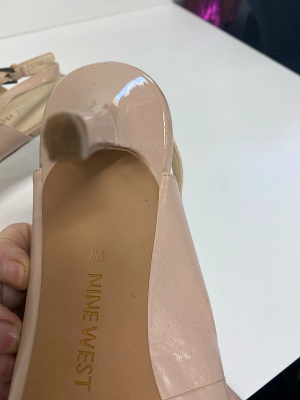 Fabulous Nine West Leather nude sling back shoes Uk7 KM005