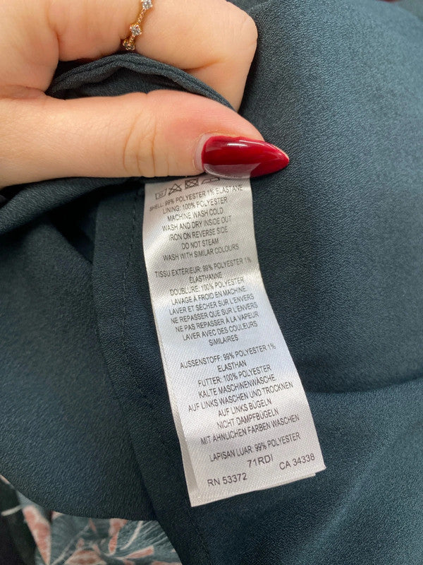 Gorgeous French connection dark green floral UK 16 FR001