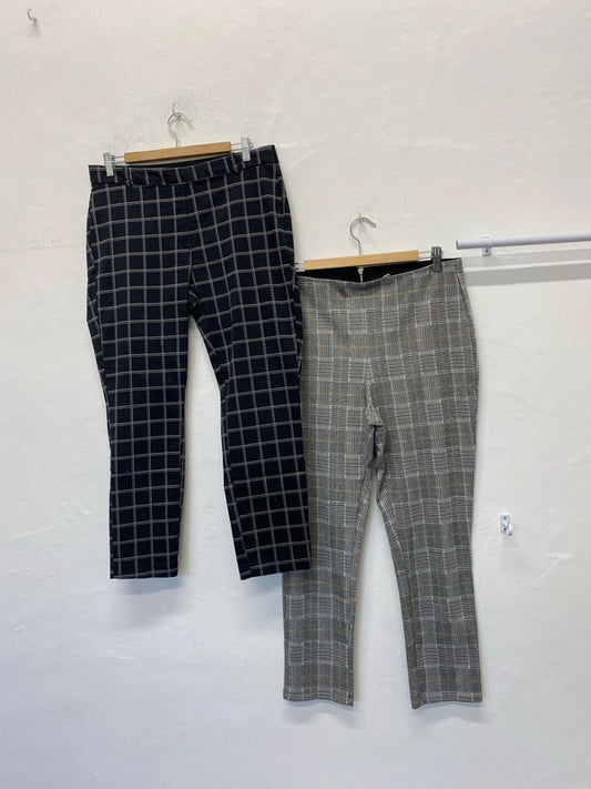 Fabulous duo of checked H&M slim fit trousers Uk16 W34 #26 KM003