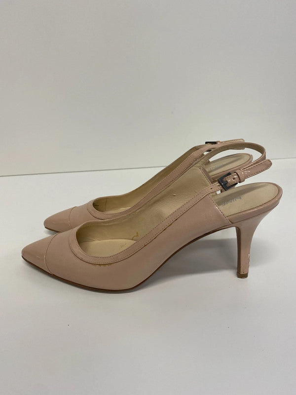 Fabulous Nine West Leather nude sling back shoes Uk7 KM005