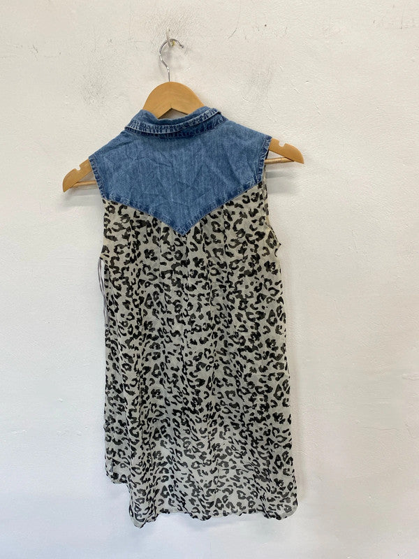 Fabulous Primark loose fit animal print semi sheer top Uk10 JR001