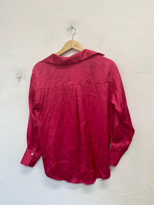 Gorgeous Zara pink satin shirt UK M LP003