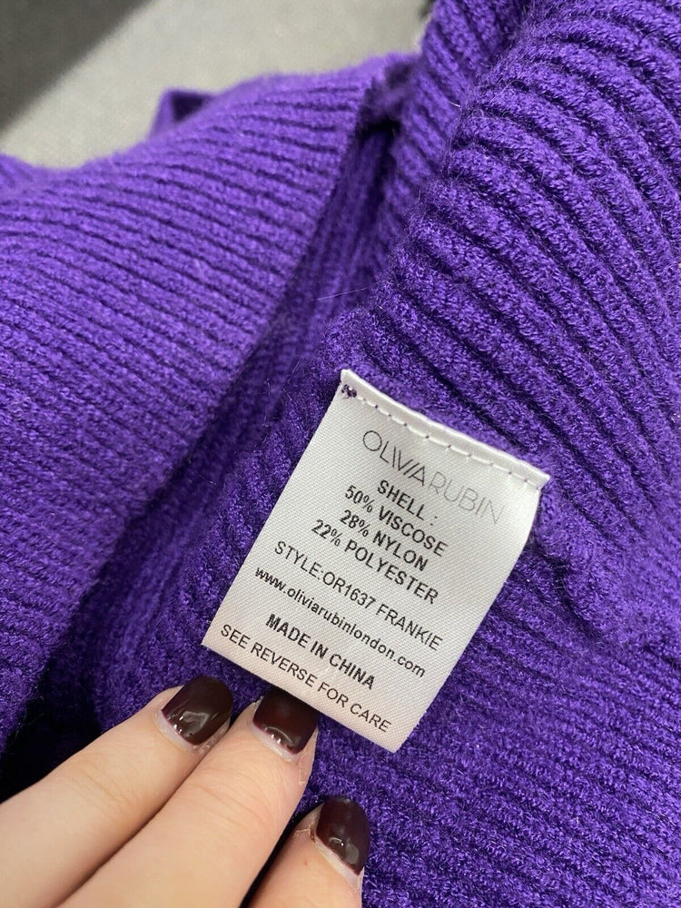 Olivia Rubin Mika Purple Rainbow Button Cardigan Knit UK L NE001