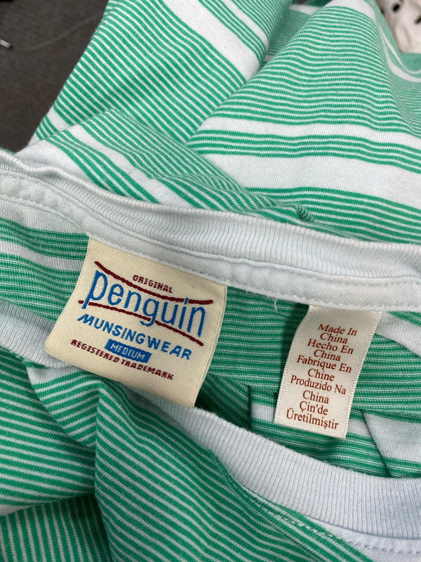 Penguin munsingwear men’s green stripe t shirt UK M NS003