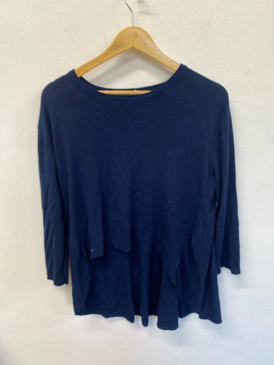 Stunning Miss Sugar royal blue dip hem long sleeve top uk 8-10 KD001