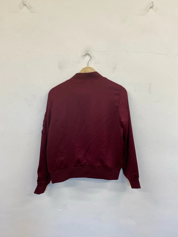 Zara Chic Burgundy Bomber Jacket Size M CJ001