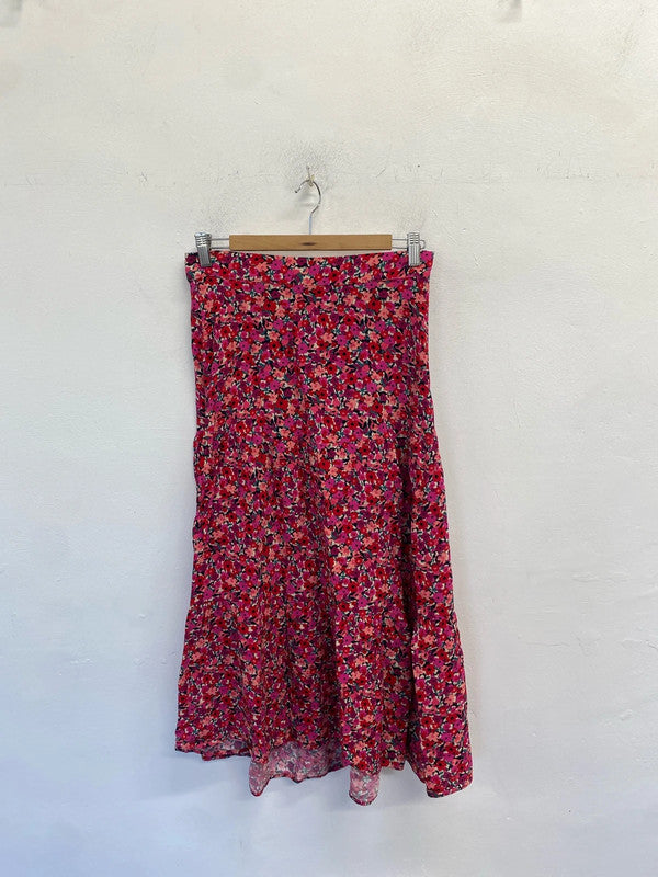 Lovely m&s pink foral fit and flare skirt UK 10 JM005