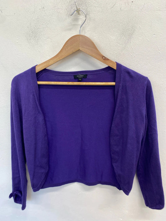 Lovely Hobbs purple bow cuff cardigan UK 8 WLH01