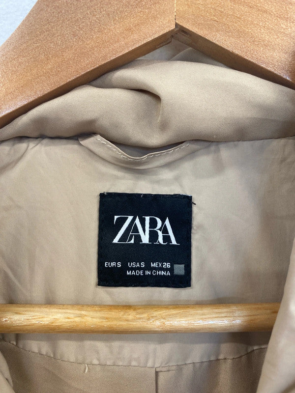 Zara Chic Sandy Beige Longline Oversize Puffer Coat Size S AO001