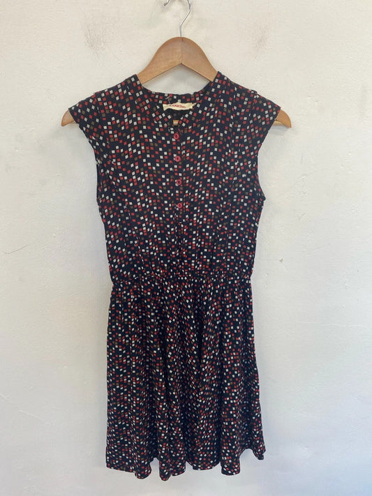 Louche Artsy Black Multicolour Square Pattern Keyhole Back Mini Dress UK 8 GK002