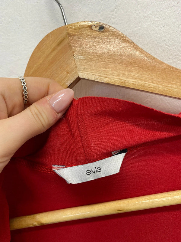 Fabulous evie red frill wrap midi dress UK 12 JB005